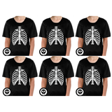6x Kids Skeleton Bones Halloween T-Shirt Bulk Pack - Childrens Scary Dress Up Book Week Top)
