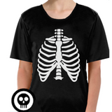 Kids Skeleton Bones Halloween T-Shirt - Childrens Scary Dress Up Book Week Top)
