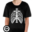 Kids Skeleton Bones Halloween T-Shirt - Childrens Scary Dress Up Book Week Top)