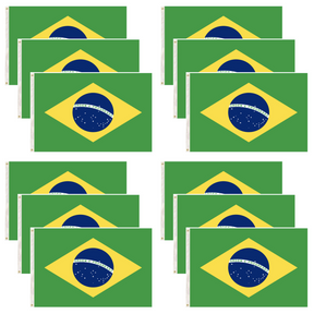 12x Brazil Country Flag Bulk - Heavy Duty Brazilian Flag (150cm x 90cm)