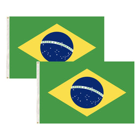 2x Brazil Country Flag - Heavy Duty Brazilian Flag (150cm x 90cm)