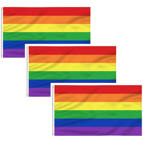 3x Rainbow Gay Pride Flag Bulk - Deluxe Outdoor Banner w/ Metal Eyelets (150x90cm)