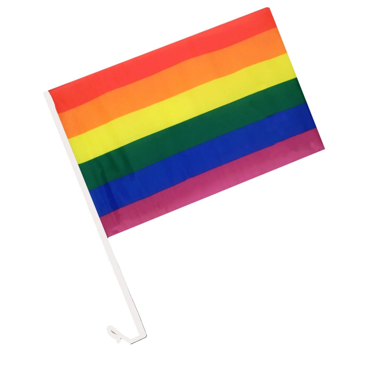 RAINBOW CAR FLAG w Window Clip Flags 30cm x 45cm LGBT Gay Pride
