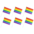 6x Rainbow LGBT Pride Hand Held Mini Stick Flag Bulk Pack - Gay Pride/Mardi Gras Party