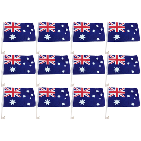 12x Australia Car Flag w/ Window Clips Bulk Pack (30x45cm)