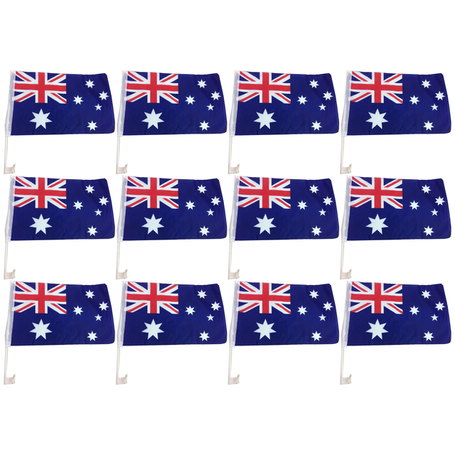 12x Australia Car Flag w/ Window Clips Bulk Pack (30x45cm)