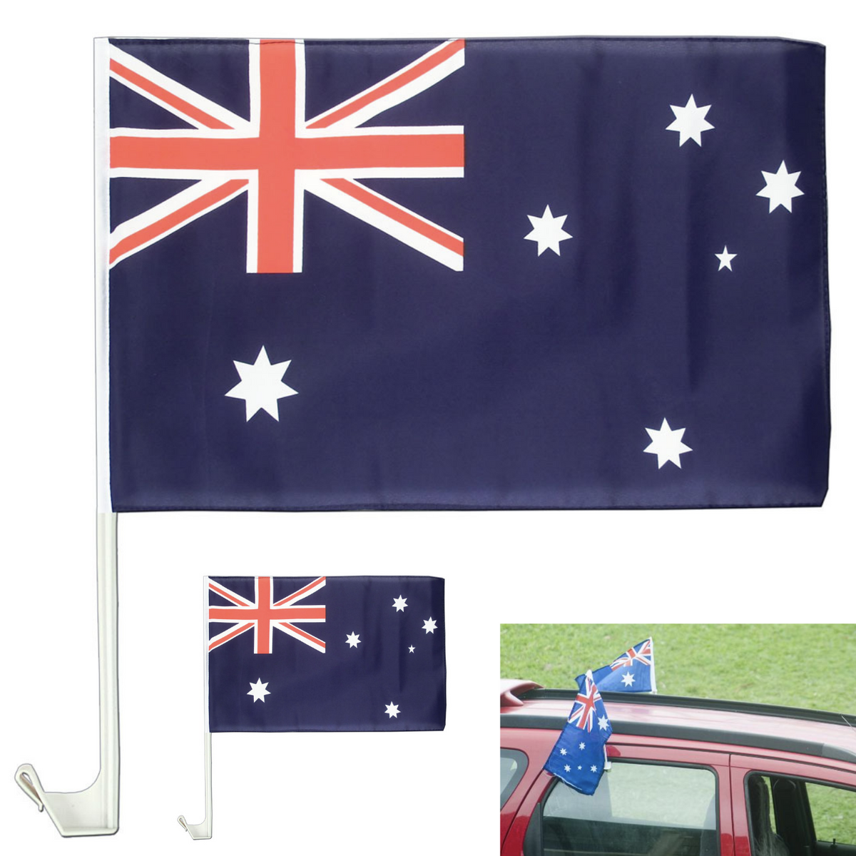 2x Australia Car Flag w/ Window Clips (30x45cm) – Boutique Retailer