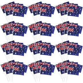 12x Australian Hand Flags – Set of 8 (14cm x 21cm) Bulk – For Australia Day Celebrations
