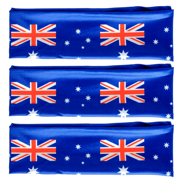 3x Blue Australia Flag Headband Pack - Aussie Tennis & Cricket Accessory