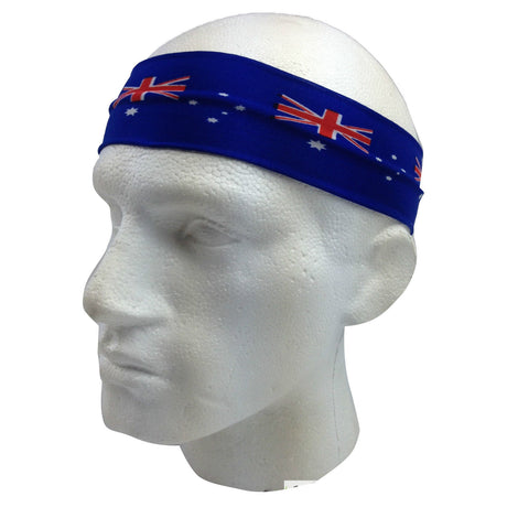 Blue Australia Flag Headband - Aussie Tennis & Cricket Accessory