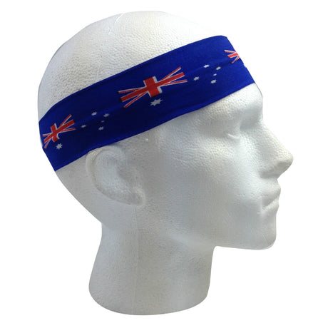 Blue Australia Flag Headband - Aussie Tennis & Cricket Accessory