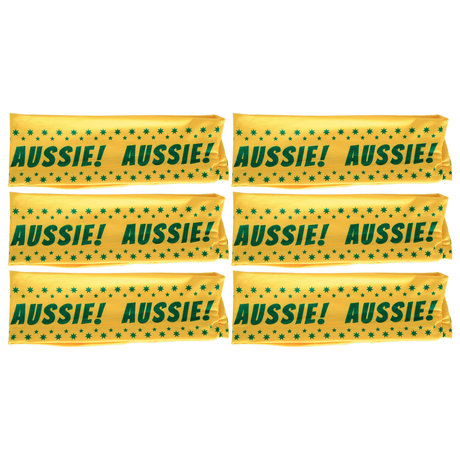 6x Green & Gold Aussie Headband Bulk Pack - Australia Tennis & Cricket Accessory