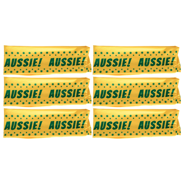 6x Green & Gold Aussie Headband Bulk Pack - Australia Tennis & Cricket Accessory