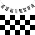 CHECKERED BUNTING FLAG Race Car Chequered Flag Banner Hanging Decoration Rectangular