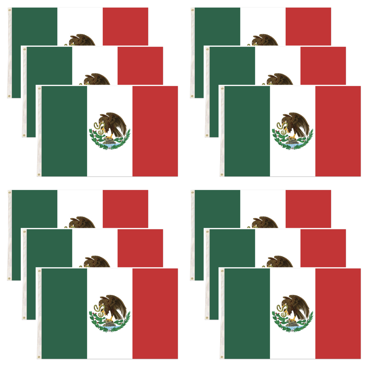 12x Mexico Country Flag Bulk - Heavy Duty Mexican Flag (150cm x 90cm)