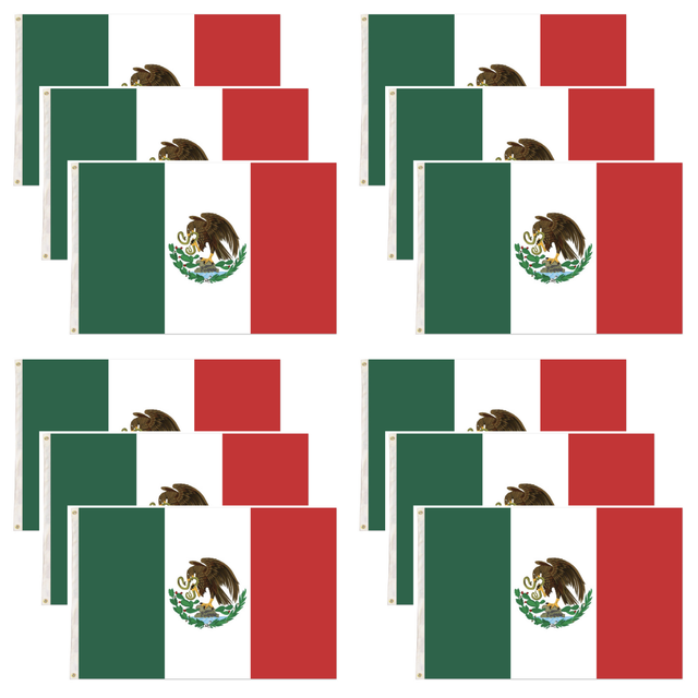 12x Mexico Country Flag Bulk - Heavy Duty Mexican Flag (150cm x 90cm)