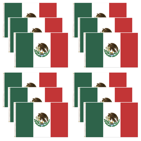12x Mexico Country Flag Bulk - Heavy Duty Mexican Flag (150cm x 90cm)