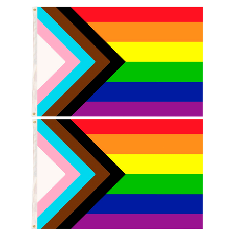 2x Rainbow Progress Gay Pride Flag Pack - Deluxe LBBTQ+ Banner (150x90cm)