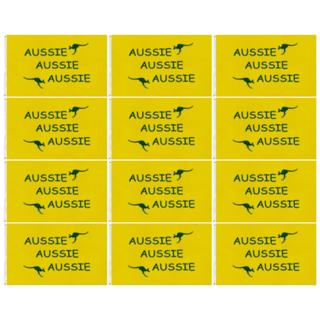 12x Australia Aussie Yellow Flag w/ Kangaroo & Eyelets Bulk Pack - 90x150cm