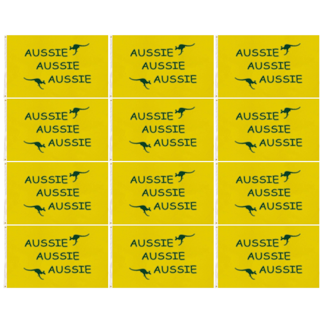 12x Australia Aussie Yellow Flag w/ Kangaroo & Eyelets Bulk Pack - 90x150cm