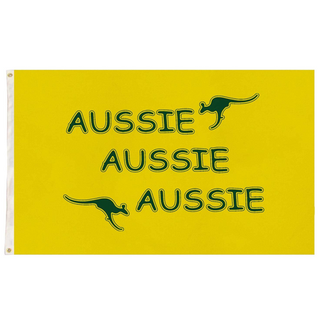 2x Australia Aussie Yellow Flag w/ Kangaroo & Eyelets Pack - 90x150cm