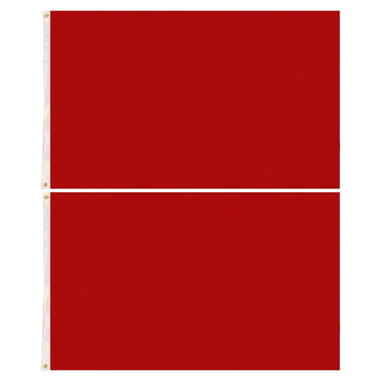2x Plain Red Flag Pack - School Colours/Houses - Sports Days (90x150cm)