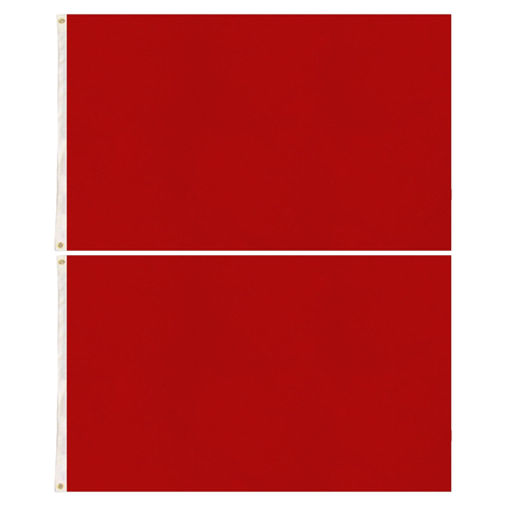 2x Plain Red Flag Pack - School Colours/Houses - Sports Days (90x150cm)