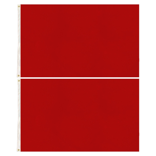 2x Plain Red Flag Pack - School Colours/Houses - Sports Days (90x150cm)