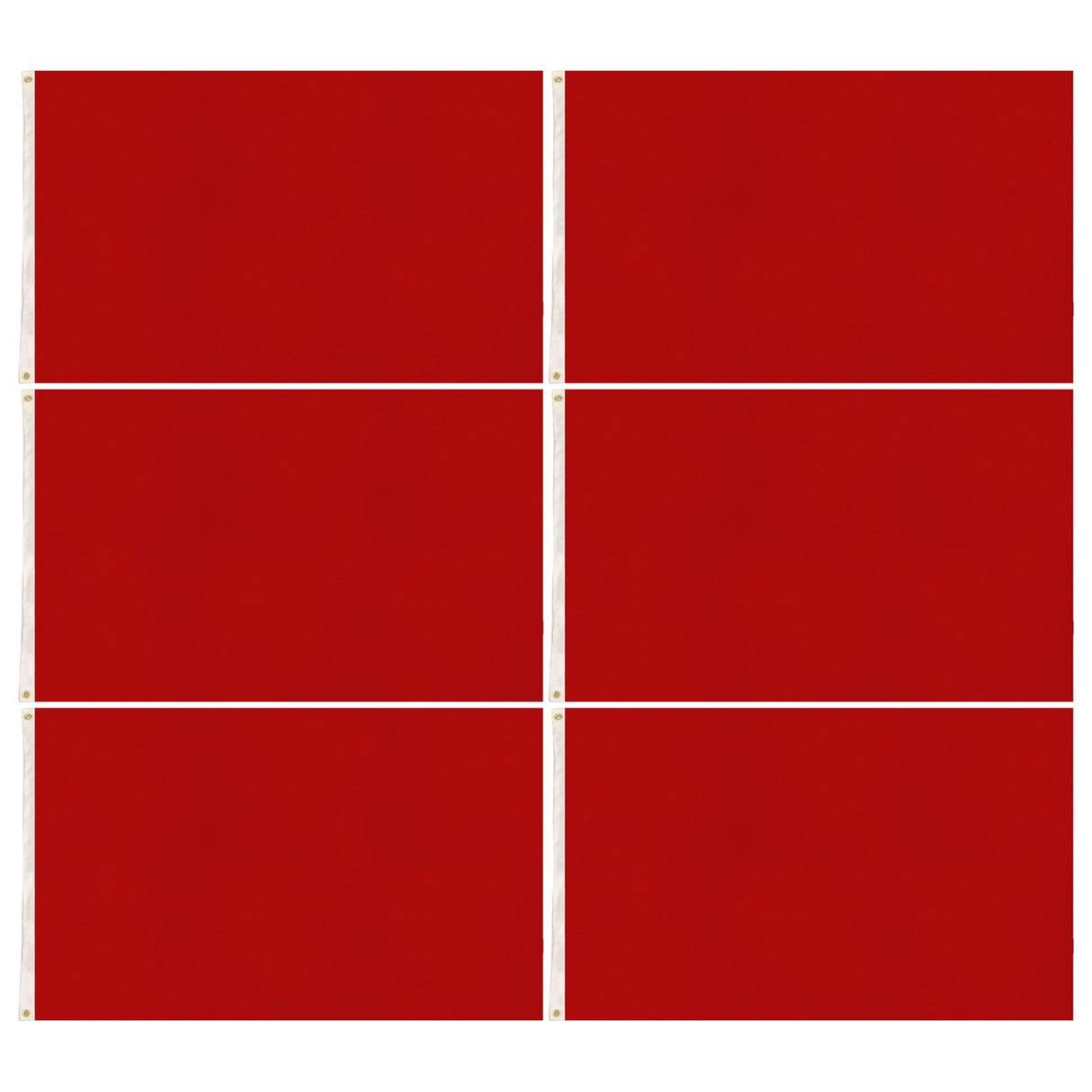 6x Plain Red Flag Bulk Pack - School Colours/Houses - Sports Days (90x150cm)