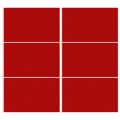 6x Plain Red Flag Bulk Pack - School Colours/Houses - Sports Days (90x150cm)