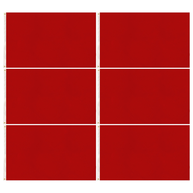 6x Plain Red Flag Bulk Pack - School Colours/Houses - Sports Days (90x150cm)