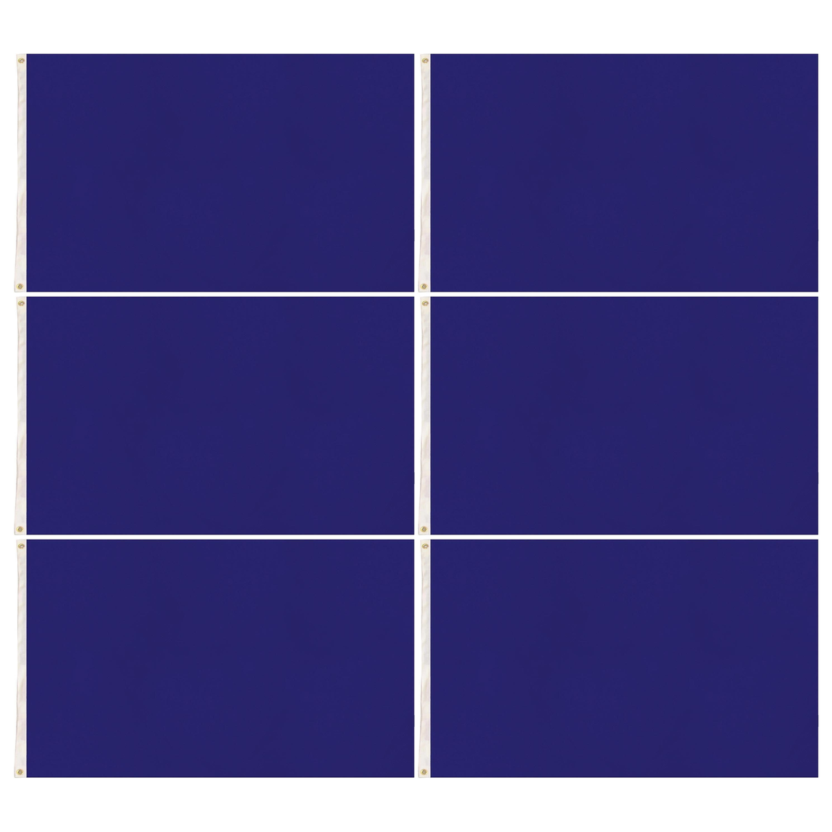 6x Plain Blue Flag Bulk Pack - School Colours/Houses - Sports Days (90x150cm)