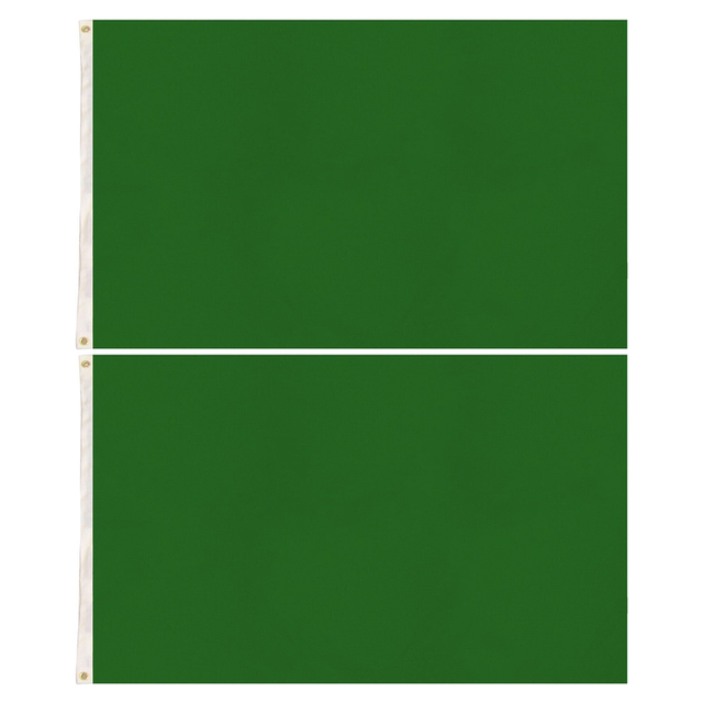 2x Plain Green Flag Pack - School Colours/Houses - Sports Days (90x150cm)