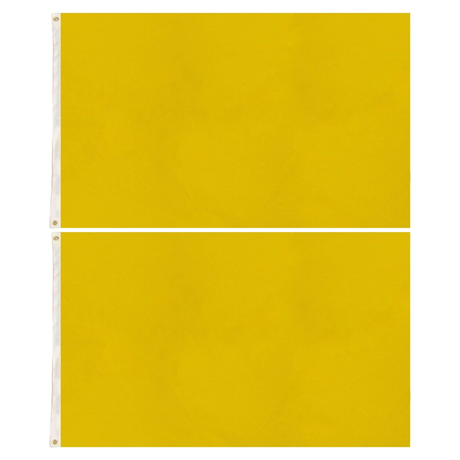 2x Plain Yellow Flag Pack - School Colours/Houses - Sports Days (90x150cm)