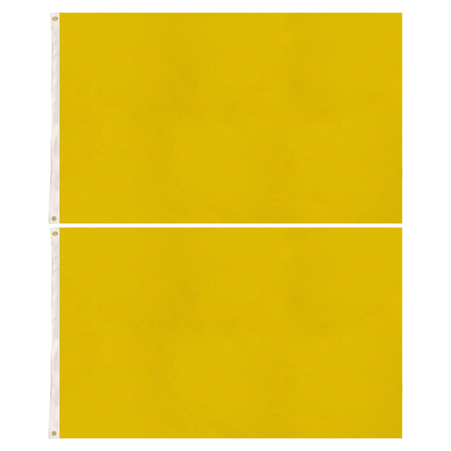 2x Plain Yellow Flag Pack - School Colours/Houses - Sports Days (90x150cm)