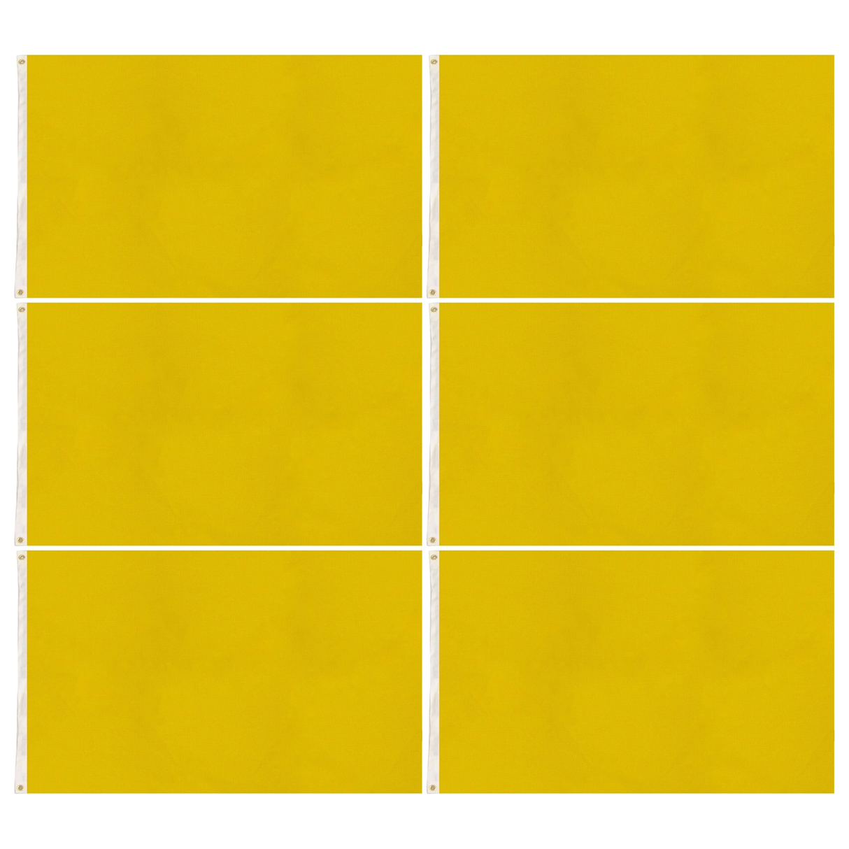 6x Plain Yellow Flag Bulk Pack - School Colours/Houses - Sports Days (90x150cm)