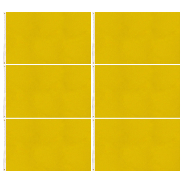 6x Plain Yellow Flag Bulk Pack - School Colours/Houses - Sports Days (90x150cm)
