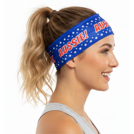 Äussie Headband Tennis Cricket Australia Day Aussie Costume in Blue