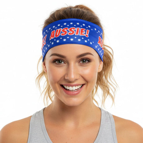 Äussie Headband Tennis Cricket Australia Day Aussie Costume in Blue