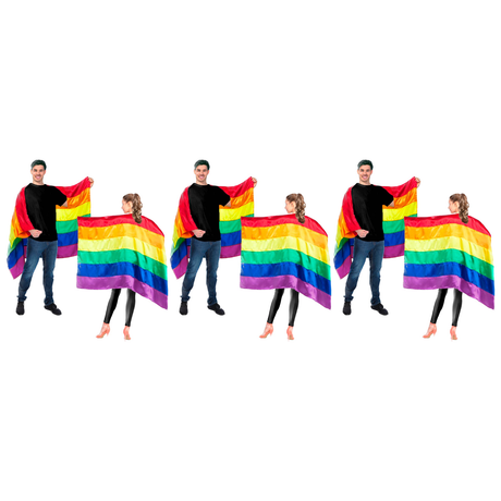 3x Rainbow Flag Cape Pack - Gay Pride Costume/LGBT Fancy Dress Party