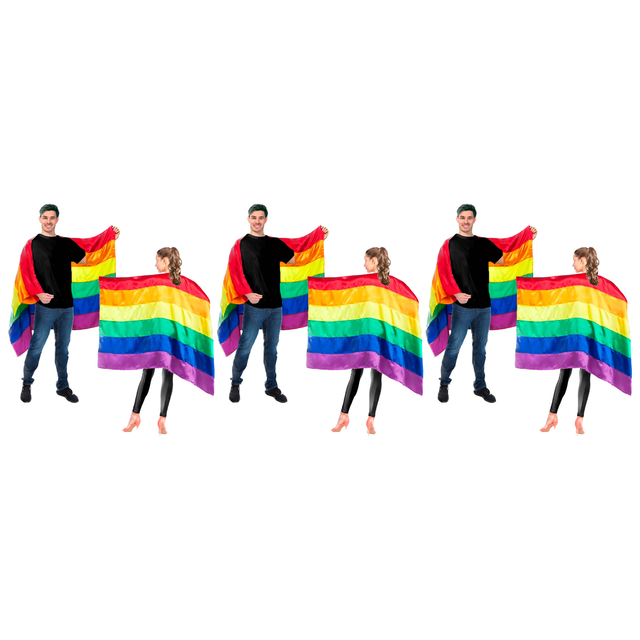 3x Rainbow Flag Cape Pack - Gay Pride Costume/LGBT Fancy Dress Party
