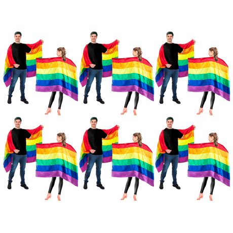 6x Rainbow Flag Cape Bulk Pack - Gay Pride Costume/LGBT Fancy Dress Party