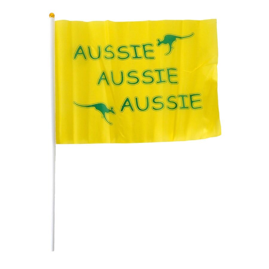 Aussie Hand Flags - 8 Pack (14x21cm) | Yellow Durable Australia Flag