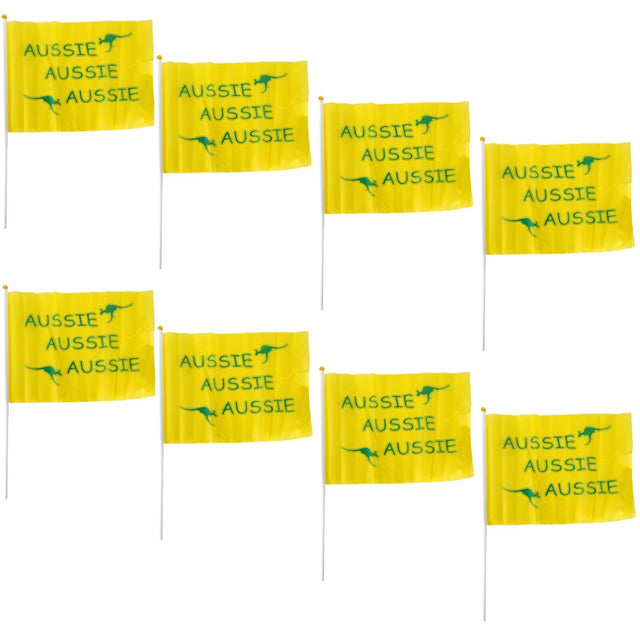 Aussie Hand Flags - 8 Pack (14x21cm) | Yellow Durable Australia Flag