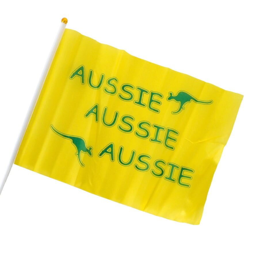 Aussie Hand Flags - 8 Pack (14x21cm) | Yellow Durable Australia Flag