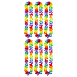 6x 40cm HAWAIIAN LEI Bulk Pack - Tropical Beach Luau Party - Multicolour Garland Flowers