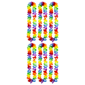 6x 40cm HAWAIIAN LEI Bulk Pack - Tropical Beach Luau Party - Multicolour Garland Flowers
