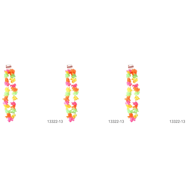 3x 40cm HAWAIIAN LEI Pack - Tropical Beach Luau Party - Red/Yellow/Green Garland Flowers