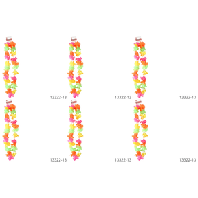 6x 40cm HAWAIIAN LEI Bulk Pack - Tropical Beach Luau Party - Red/Yellow/Green Garland Flowers