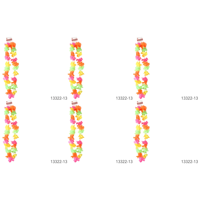 6x 40cm HAWAIIAN LEI Bulk Pack - Tropical Beach Luau Party - Red/Yellow/Green Garland Flowers